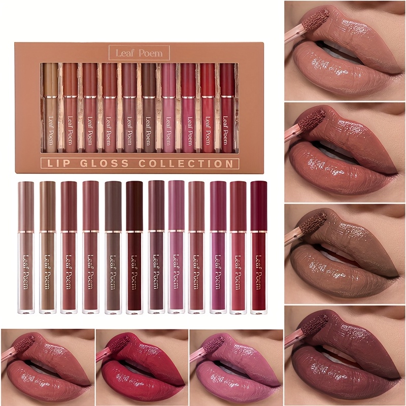 12pcs Matte Lipstick & Lip Gloss Set, Waterproof, Long-Lasting, Non-Fading, Soft Liquid Lipstick, Multi-Color Series, Suitable for All Skin Tones, Adult Makeup Gift Box, Ideal for Halloween, Christmas, Valentine's Day - Image 2