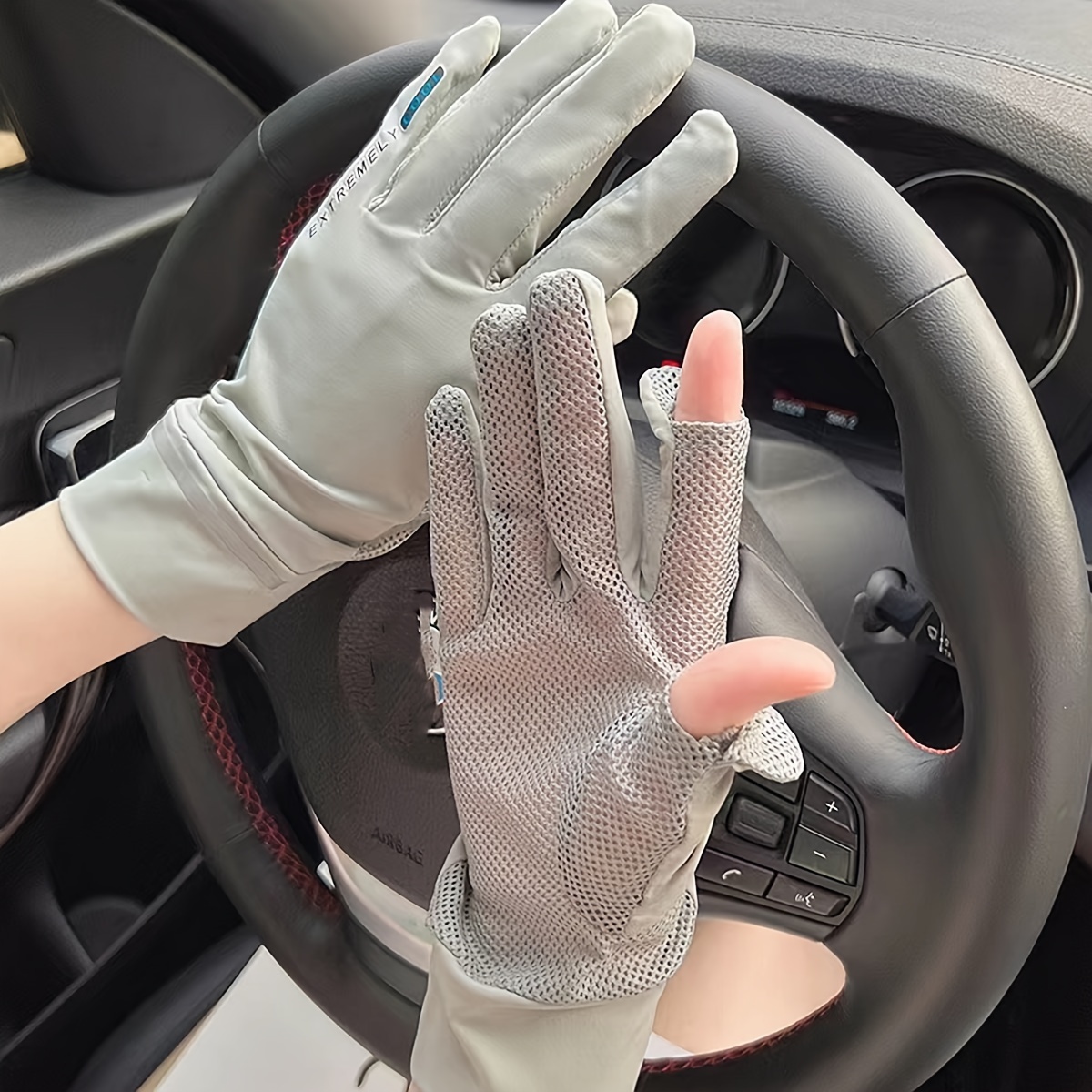 

Men's Summer Uv Protection Thin Short Viscose Gloves For Sun Protection, Breathable And Cool Feeling For Outdoor Activities Like Driving And Cycling