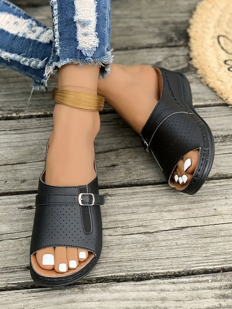 womens breathable wedge sandals fashionable slip on with open toe in white red more colors strappy heeled sandals details 19
