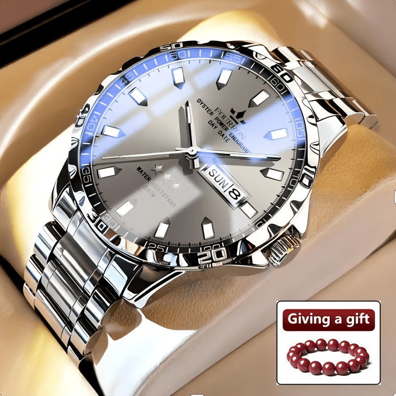 TEMU 1pc Men' Mechanical Watch, With Stainless , Men's Fashion Trend Simple Versatile Business Men's Watch, Multiple Holiday Gift Options, Ideal Gift