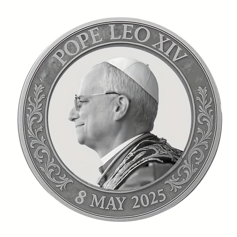 Image of Leo Xiii Themed Collectible Challenge & Medals - Ix Compatible Design, Latin Inscriptions On Metal Badges, Commemorative Gifts For Catholics, Christmas/halloween Collectible Tokens (grey)