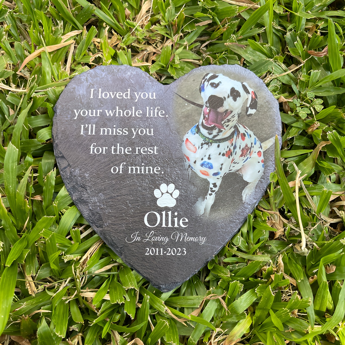 TEMU Customized Personalized Dog Memorial Stone, A Heart-shaped Stone With A Photo That Keeps Your Pet's Memory Forever, Dog Memorial Plaque