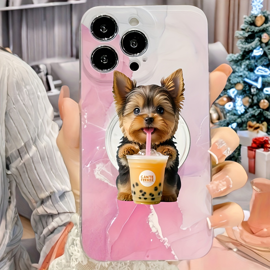 

1pc Yorkshire Drinking Phone Stand - Portable Smartphone For Desk And Bedstand - Yorkie For Halloween, Christmas, Easter