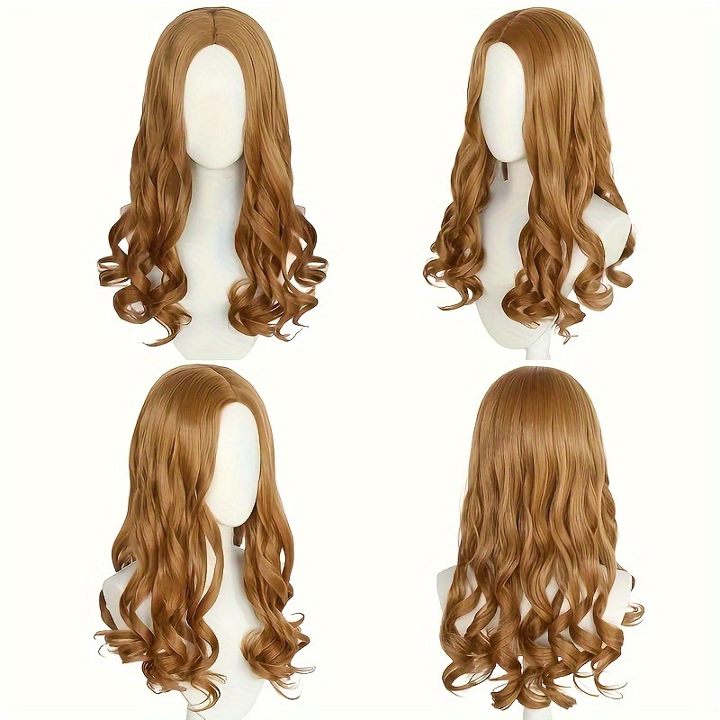 

Anime Cosplay Wig For All Genders, 60cm Light Brown, Middle Part Wavy Long Curly Hair With Heat Resistant Feature And Adjustable Buckle Net Cap, Perfect For , Christmas, Conventions, Theme Parties