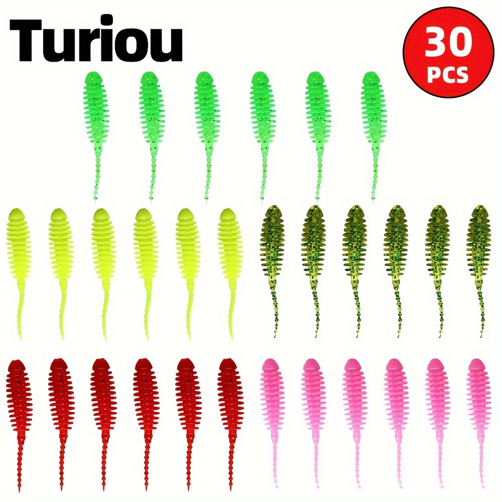 

30pcs Lure Needle Tailed Soft Bait Root Fishing Small Soft Bait Egg Hook Fake Bait Perch Guppy Fishing Soft Worm Mini