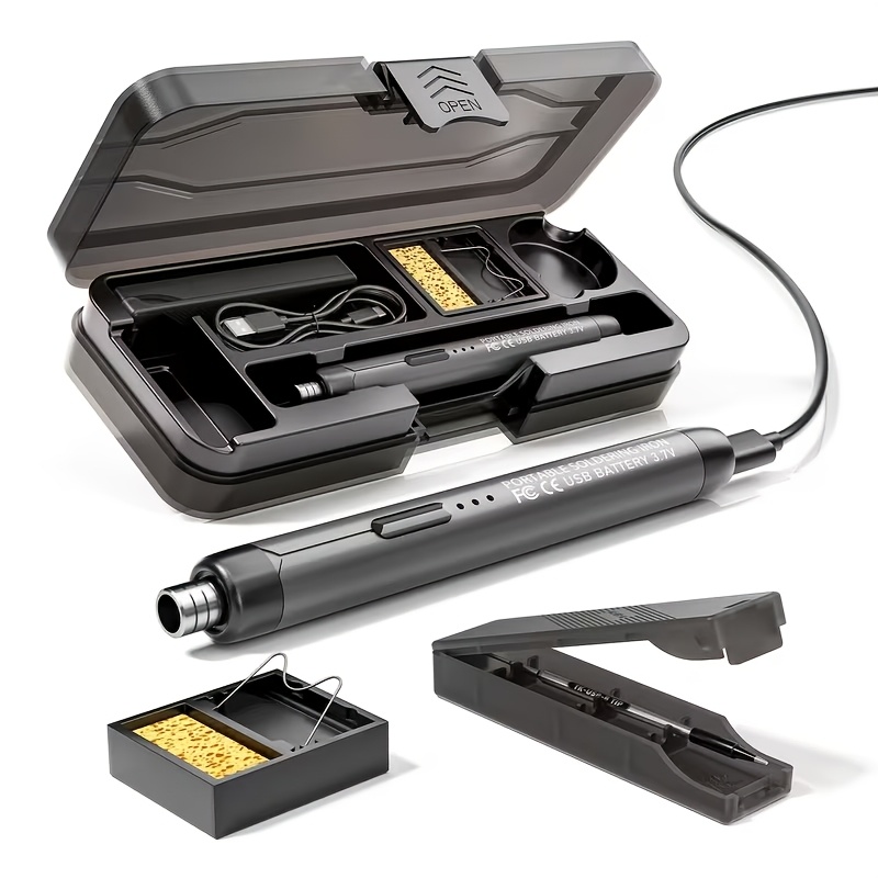 TEMU Portable Soldering Kit Usb Rechargeable And Plug-in Dual-use Adjustable Temperature Fast Heating Electronic Repair Tool Manual Welding Pen