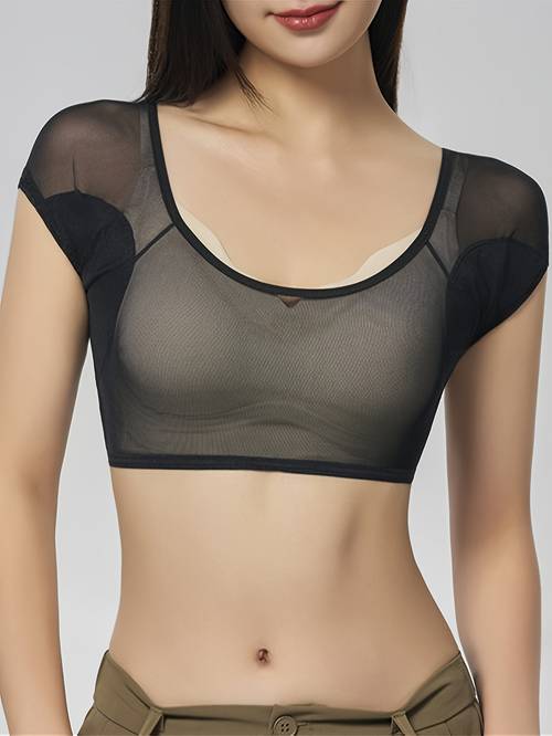 ladies elegant breathable mesh hoodie with underarm sweat pads sports vest yoga running quick drying lightweight top
