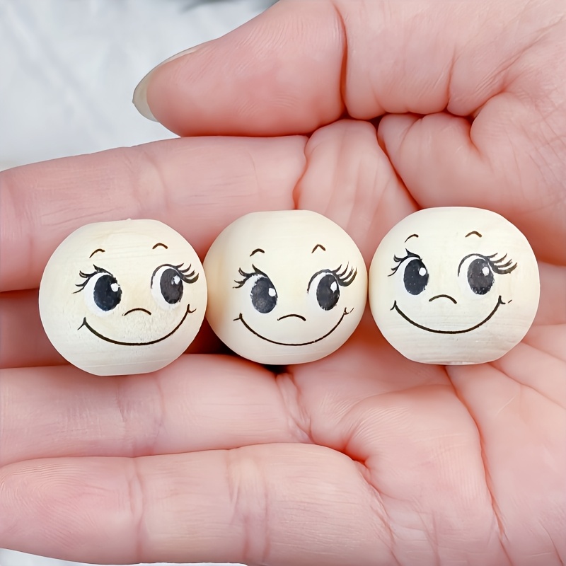 

32pcs/16pcs Wooden Beads Set, 20mm, With Big Eyes & Long Lashes, Making, For Keychains, Bracelets, Necklaces, Christmas Tree Ornaments, Farmhouse Garden Decor, Craft Bead Assortments