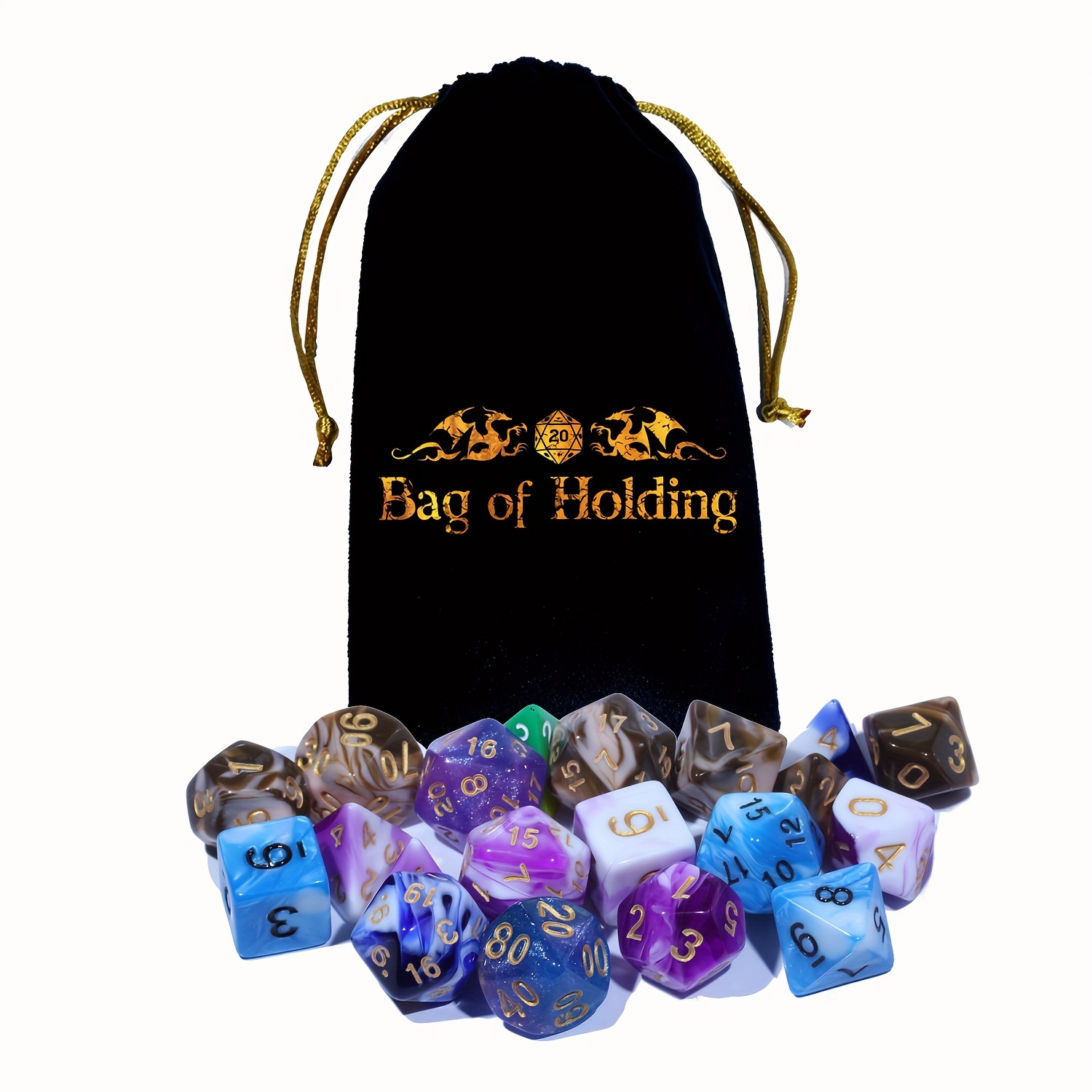 

Creative Tabletop - Dual Dragon Embossed Velvet Bag Of Holding For Dice Storage, Polyester Fiber Drawstring Pouch For Gamers, Suitable For 14+