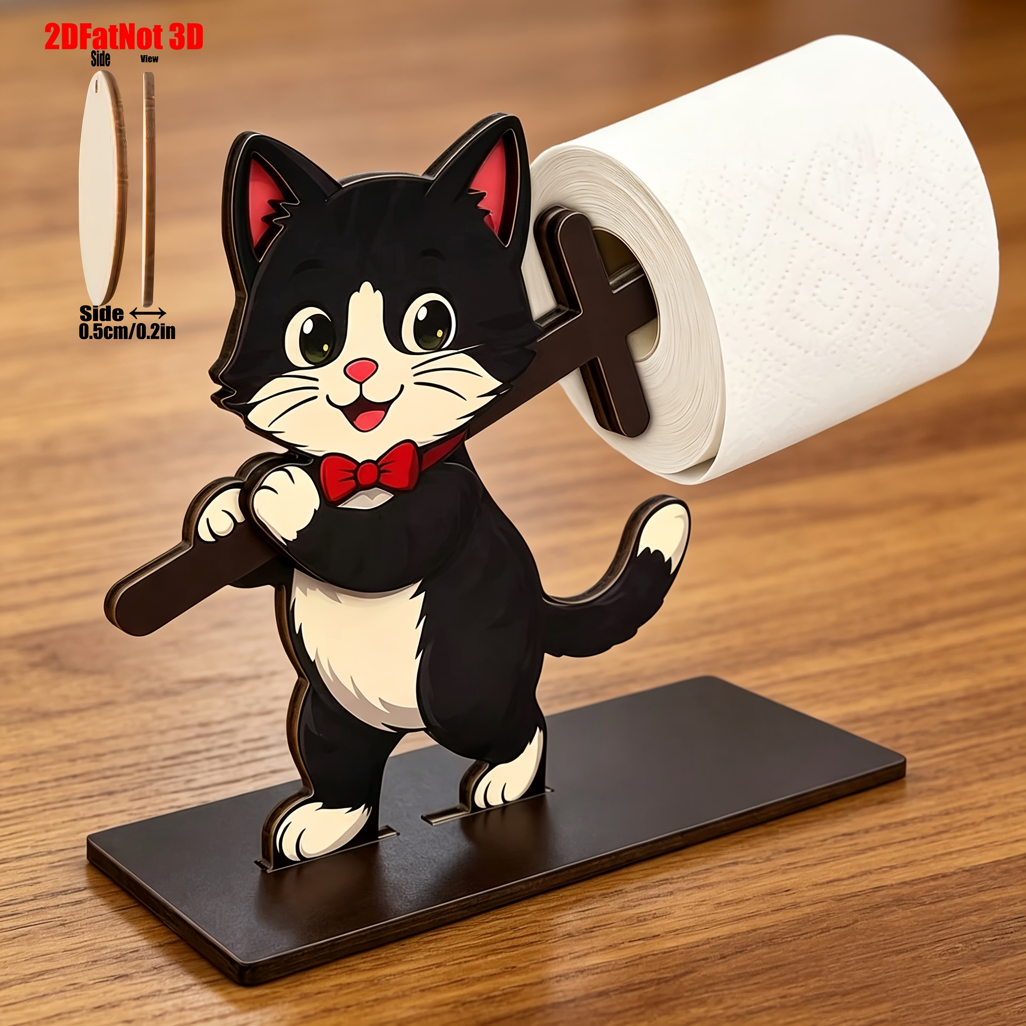 TEMU 2d Fun Bee Toilet Paper Holder, Cat Bathroom Decoration, Cute Cartoon Animal Toilet Paper Roll Holder, Freestanding For Bathroom And Home, A Fun