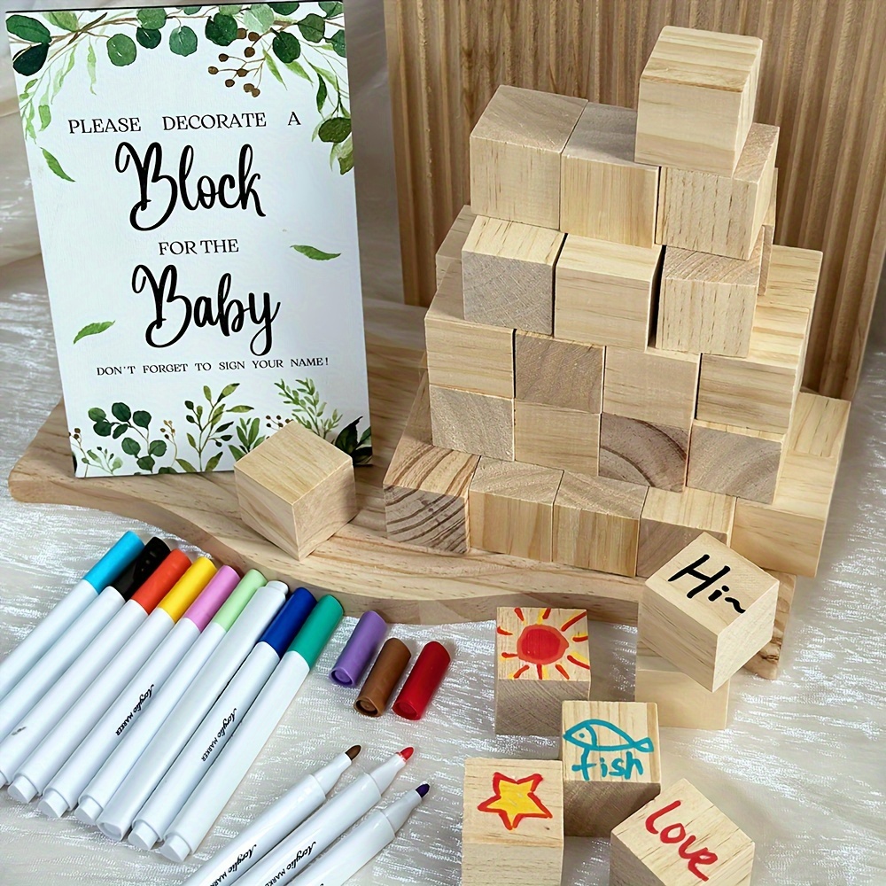 

Set, Babyshower Including 30 Diy Blank Wooden 12 Guestbook Babyshower For