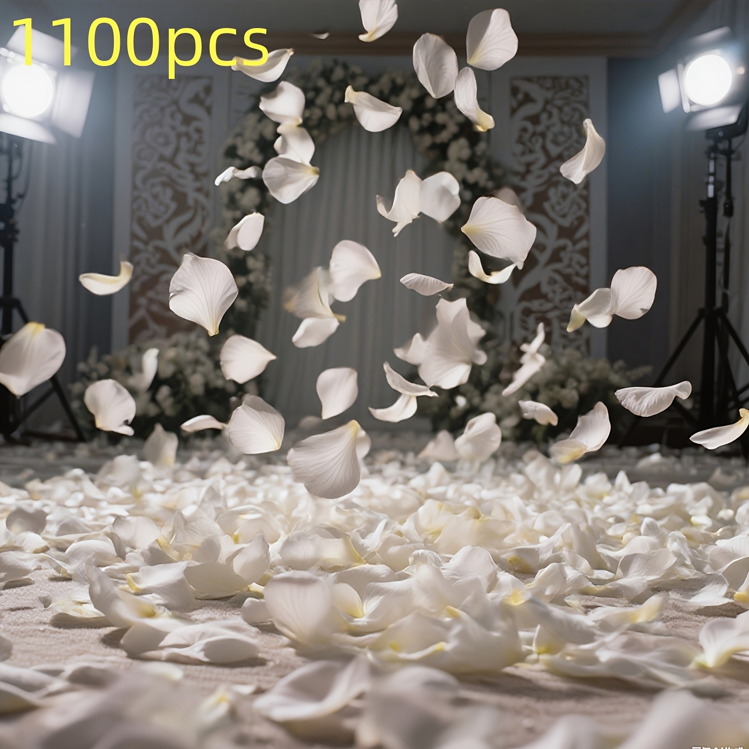 TEMU Christmas, Halloween, 1100pcs Cream White Silk Rose Petals, Luxurious Glitter Decoration, Odorless With Soft And High-quality Texture. Suitable