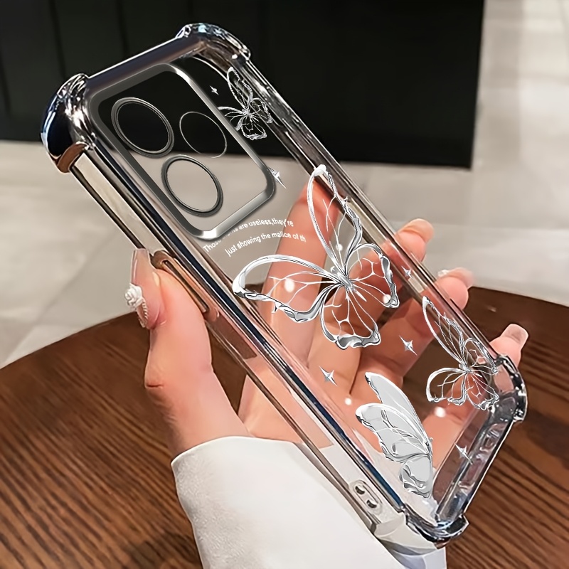 TEMU Phone Case: 4 Corner Anti Fall Phone Case Suitable For Oppo A5, A5x, A5 Pro 4g 5g Plastic Silvery Soft Cover