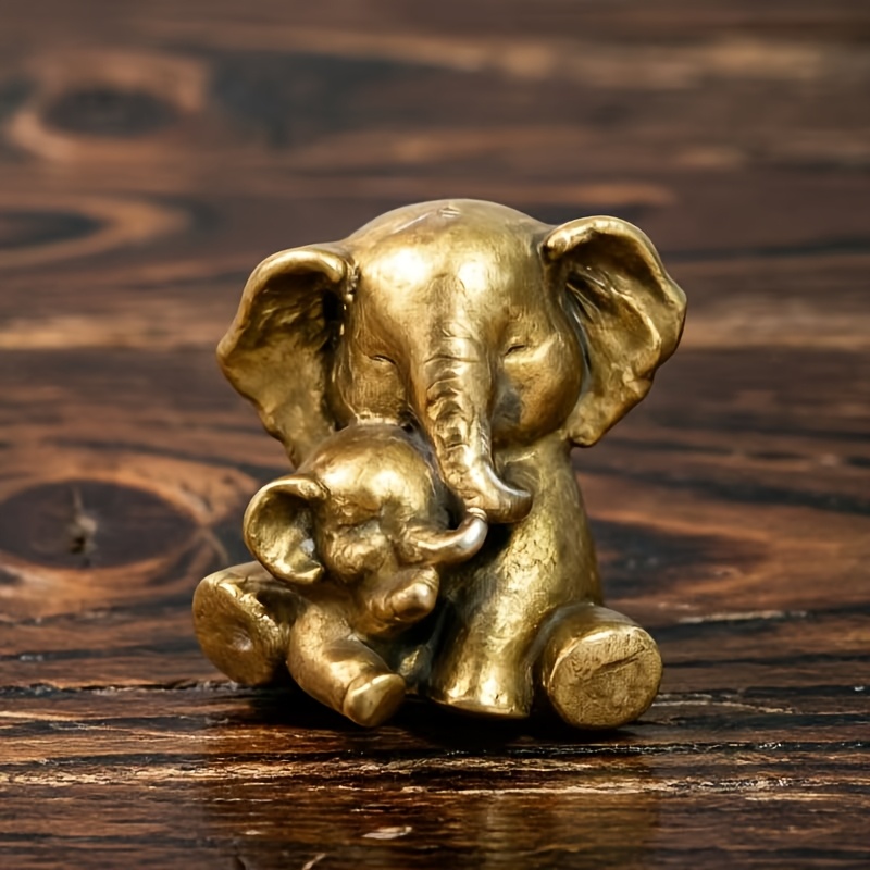 TEMU Metal Creative Elephant Mother Decoration Ornament, Compact Desktop Display Decoration Ornament, Desktop Corners, Christmas Gift, Gift For