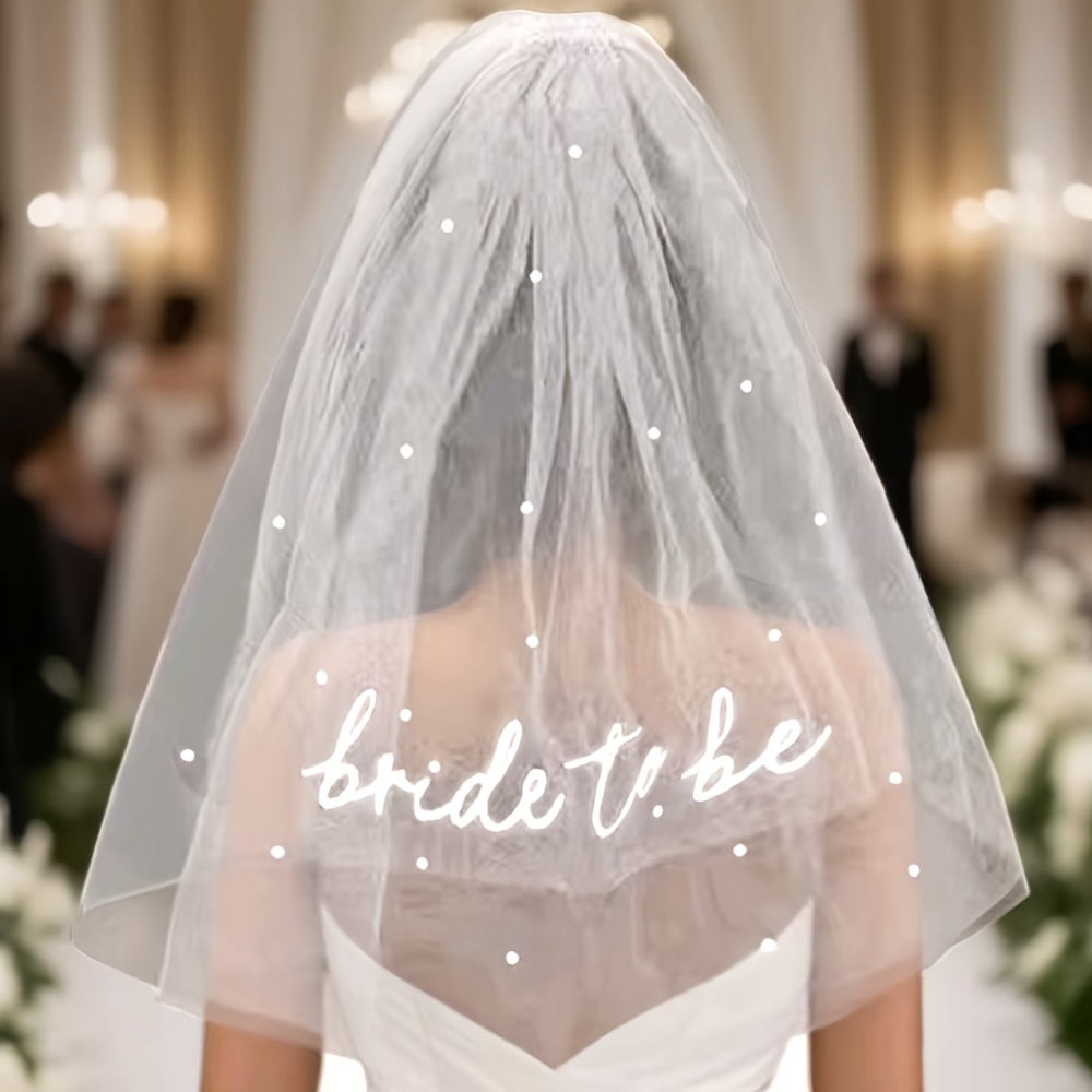 1pc elegant pearl embellished bridal veil bride embroidery  display picture 2