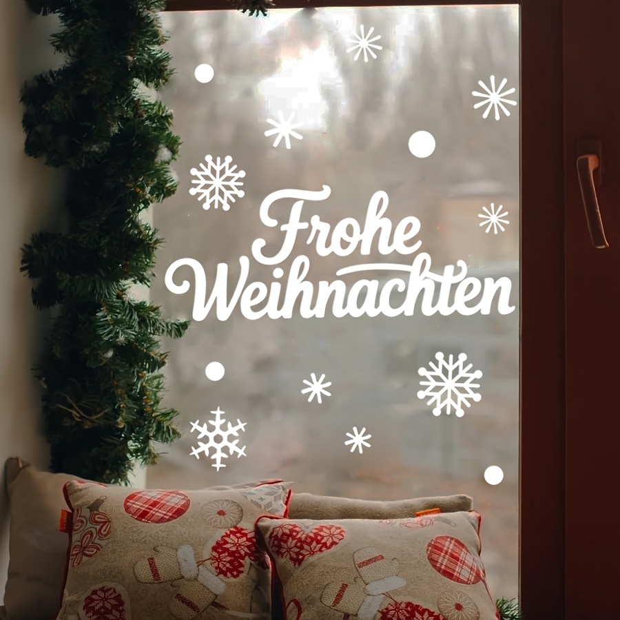Image of Christmas Static Glass Stickers German Christmas Slogans For Windows, Bathrooms, Bedrooms, Living Rooms, Entrances, Corridors, Glass Decorations, Decal, Reusable Double-sided Visual Stickers