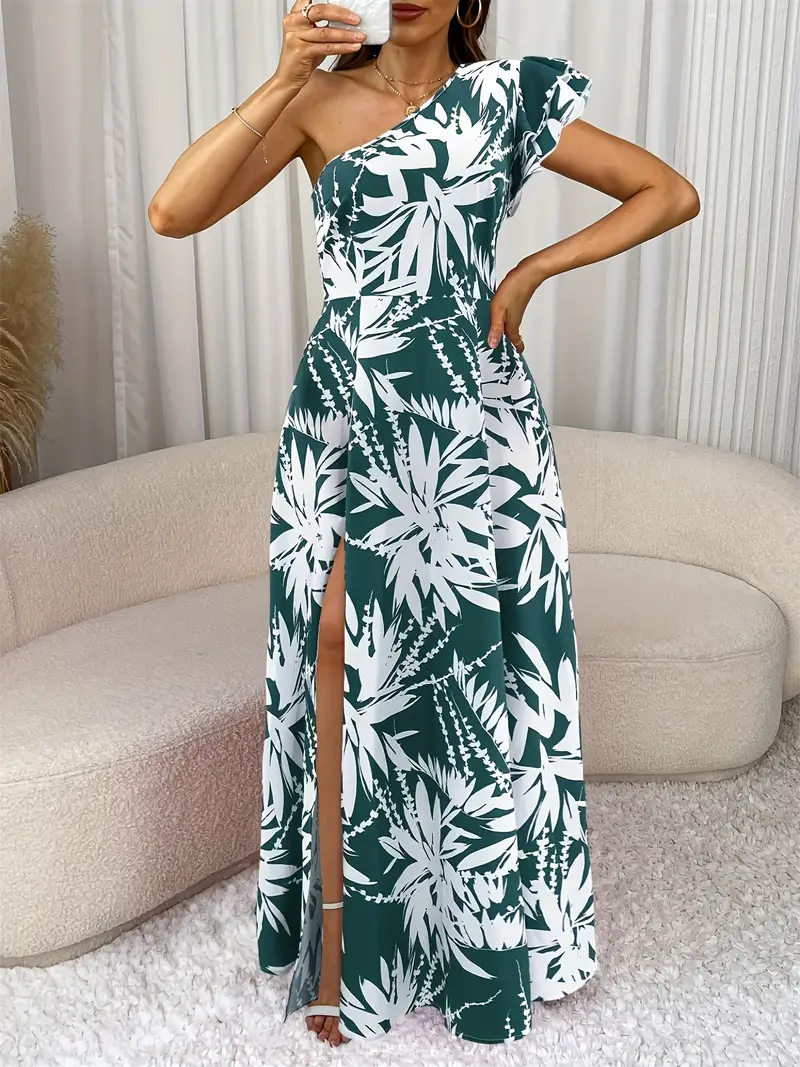 womens one shoulder tropical print maxi dress casual - Temu womens one shoulder tropical print maxi dress casual - Temu