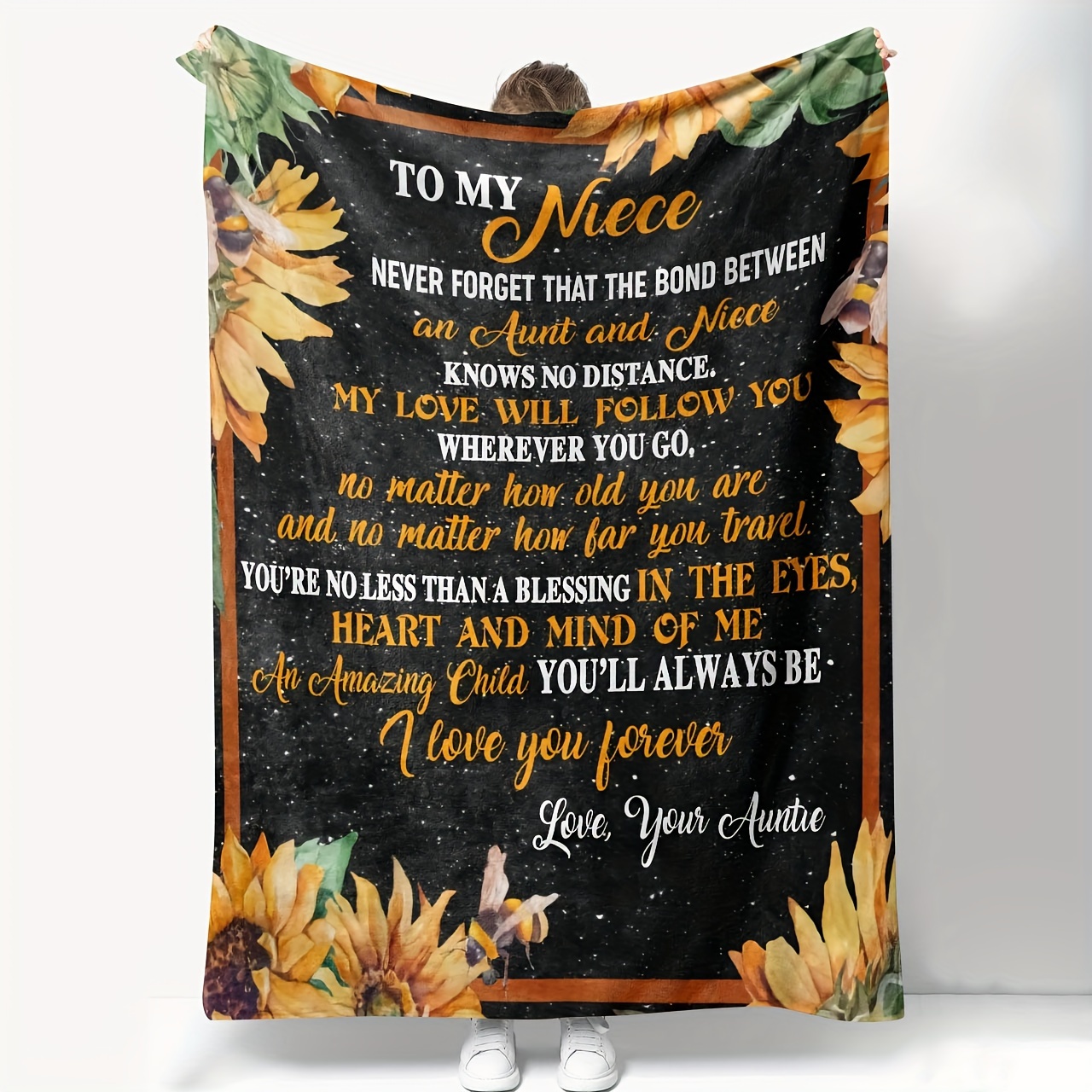 

Cozy Sunflower-themed Flannel Throw Blanket - Perfect , For Couch, Bed, Office, And Travel