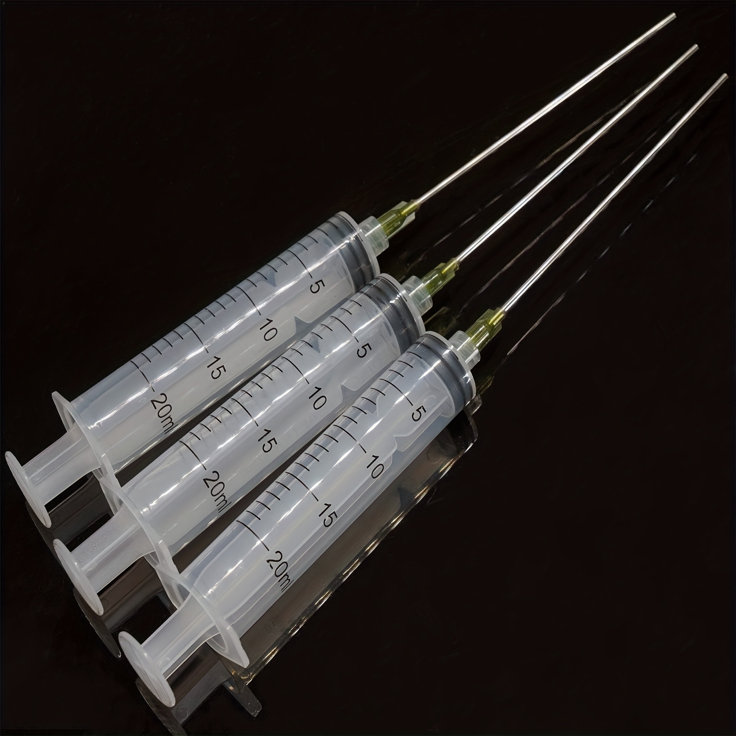 Image of A Pack Of 3 Industrial Plastic Syringes, Each 20 Milliliters, Equipped With 4-inch Blunt Lure Lock Needles, Suitable For Scientific , , Measuring, Dispensing, And Transferring Liquids