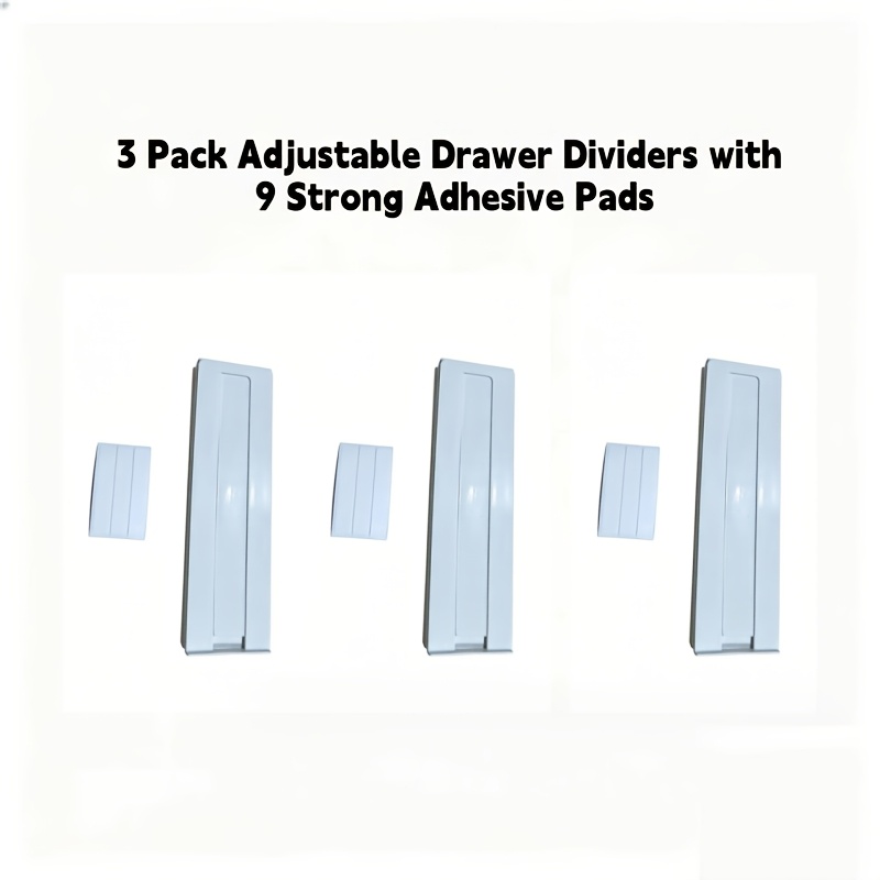 TEMU 3pcs Extendable Drawer Divider Set With 9 Strong Adhesive Pieces | Nodrill Foldable Storage Organizer For Kitchen Desktops And Drawer