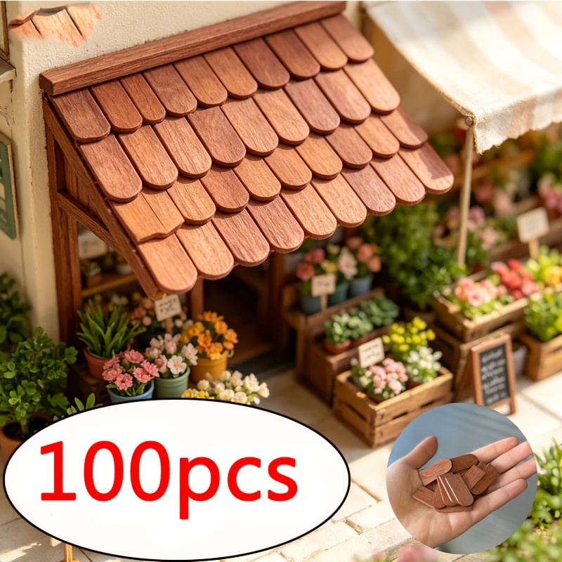 TEMU 100 pezzi Miniatura Mini Casa in Piastrelle di Legno Decorazione 1:12 Casa delle Bambole Rinnovamenti
