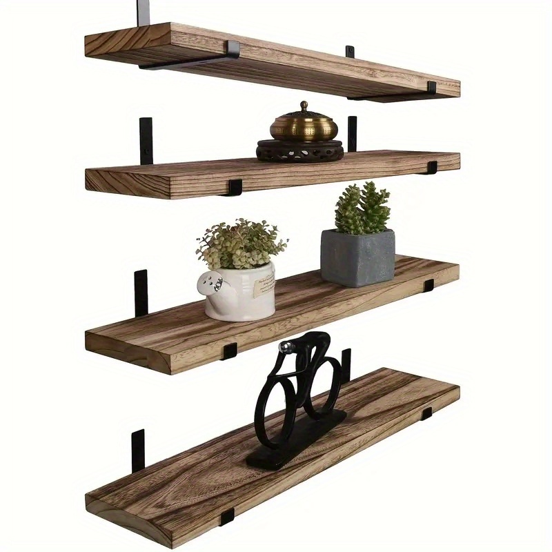 E-shop 4-teiliges Set, Rustikale Holz-Wandregale, , Ideal als Schweberegale für Küche, Schlafzimmer Wohnzimmer, Schweberegale
