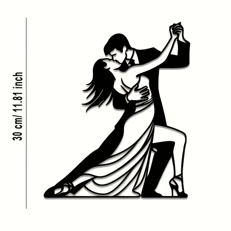 TEMU Art Mural Élégant en Métal 2D Plat Tango, Silhouette de Couple Dansant, Décoration pour Salon, Chambre, Bureau, Cadeau Idéal pour la