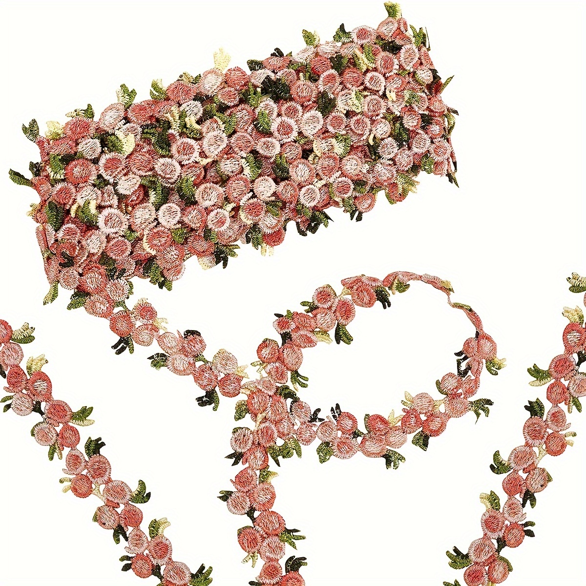 Image of 5 Yards Flower Trim Ribbon Floral Lace Applique Sewing Craft Lace Edge Trim For Wedding Dresses Embellishment Party Decor Clothes