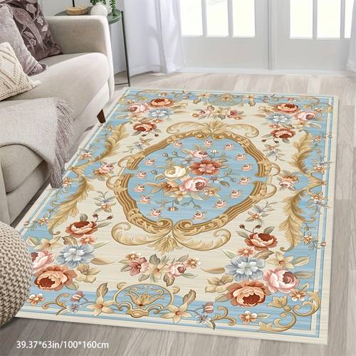 Vintage Pattern Decorative Carpet, Living Room Bedroom Faux Cashmere Area Rug, Non-slip Soft Washable Office Carpet, Home And Outdoor Carpet, Indoor And Outdoor Can Be Used