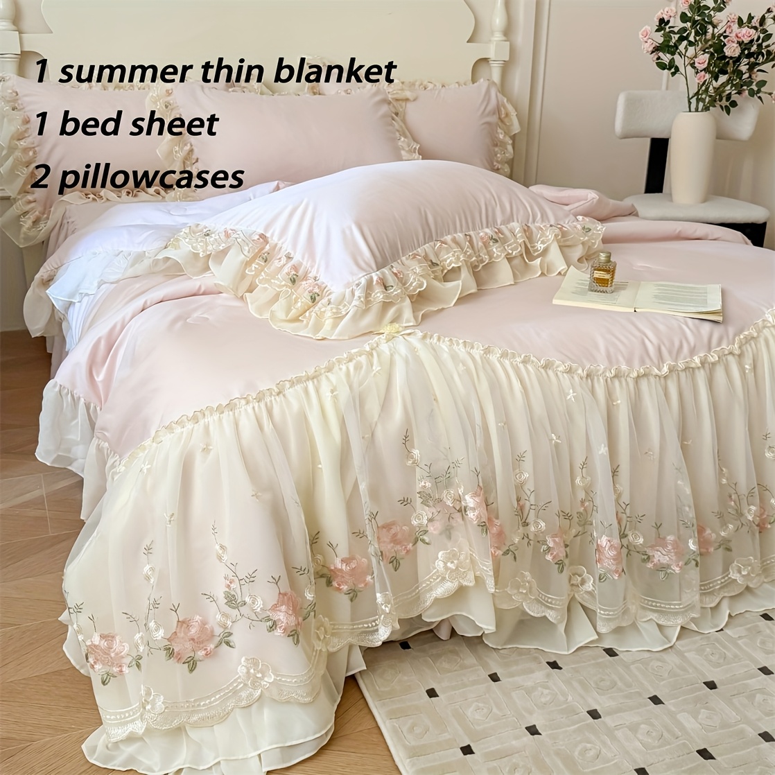 bed sheet air conditioner quilt summer polyester fiber thin quilt set Temu United Arab Emirates