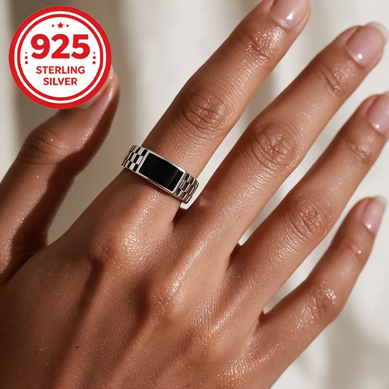 Women's 925 Silver Adjustable Opening Chess Card Ring