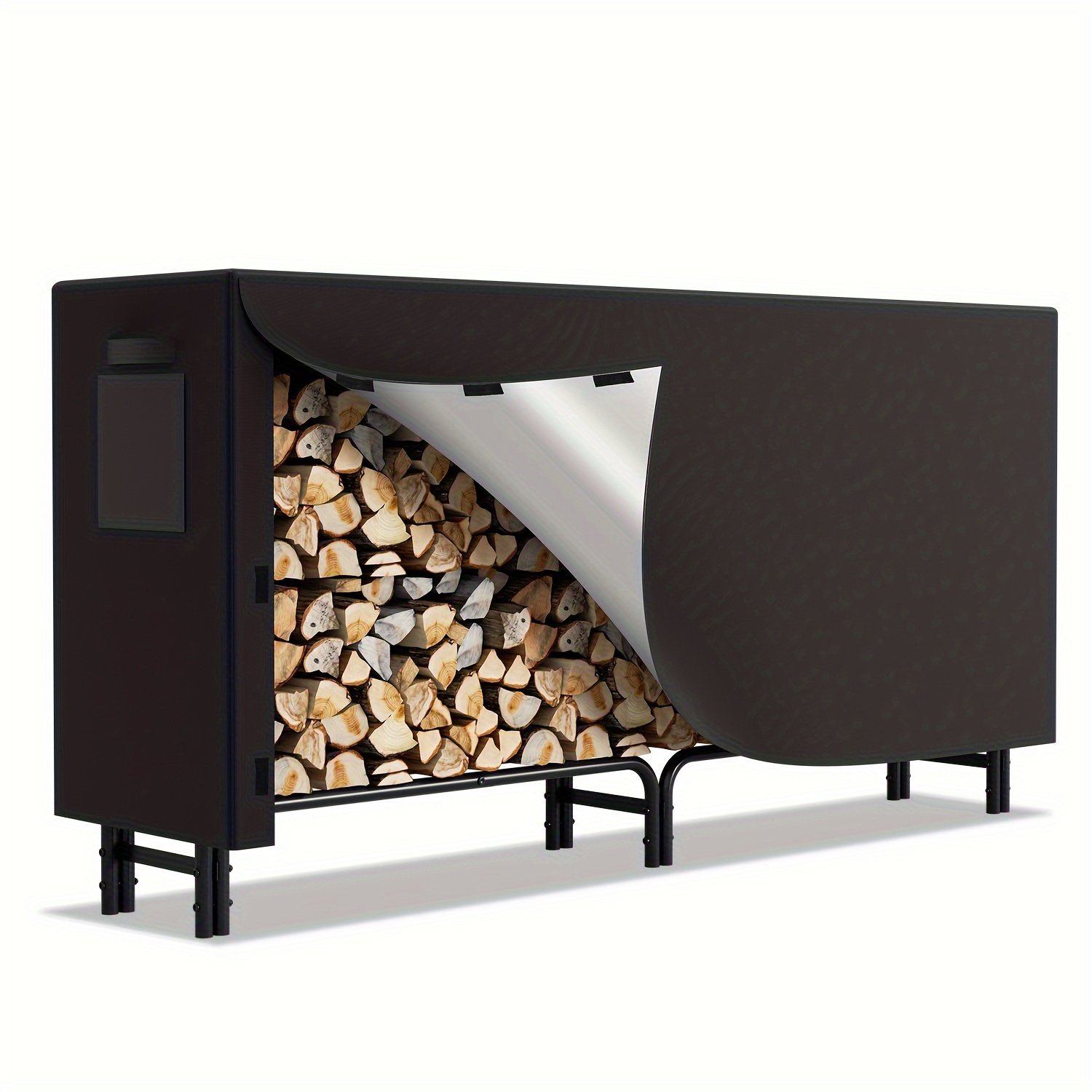 

Firewood Rack 244x34.5x124cm Firewood Rack With Protective Cover, Firewood Rack 300kg, Waterproof Firewood Storage For