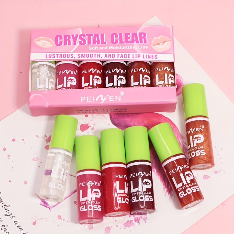 6pcs Set MINI Lip Oil, Clear Moisturizing Lip Oil in 6 Colors, Shiny Transparent Adult Lip Oil
