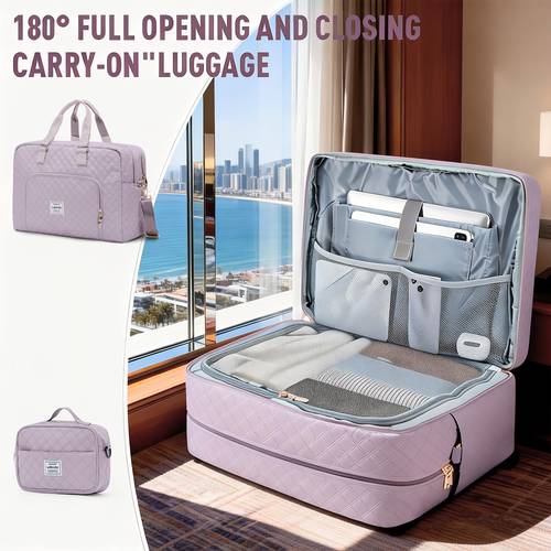 imagen del artículo bolso de viaje de fitness con de y juego de piezas con bolsa de con de , organizador de viaje, bolsa de equipaje, bolsa antirrobo con llavero antipérdida, cubierta para asa de maleta, costuras reforzadas, asa de transporte , diseño de compartimento interno