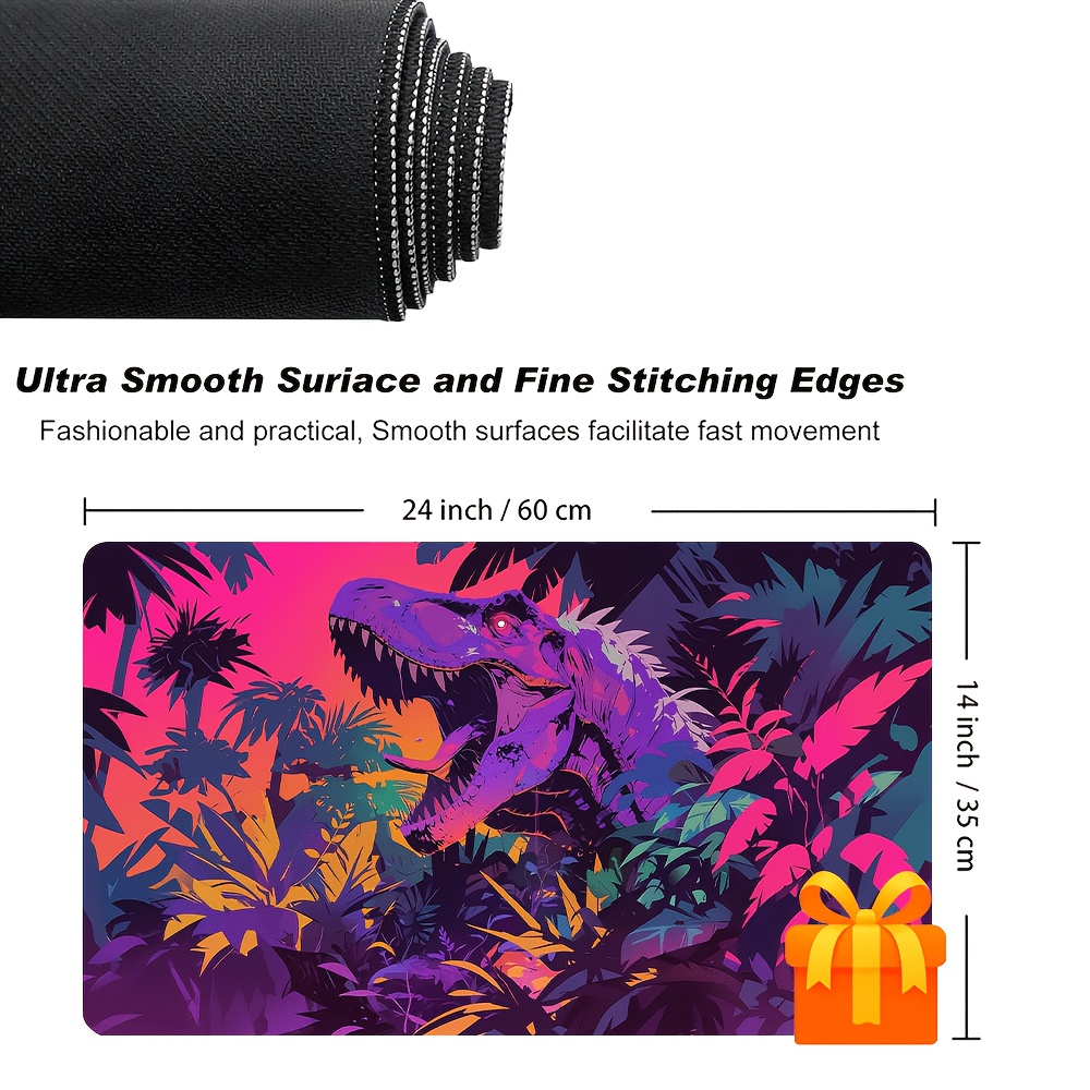 Brightly Colored Dinosaur-Themed Playmat for Card Games