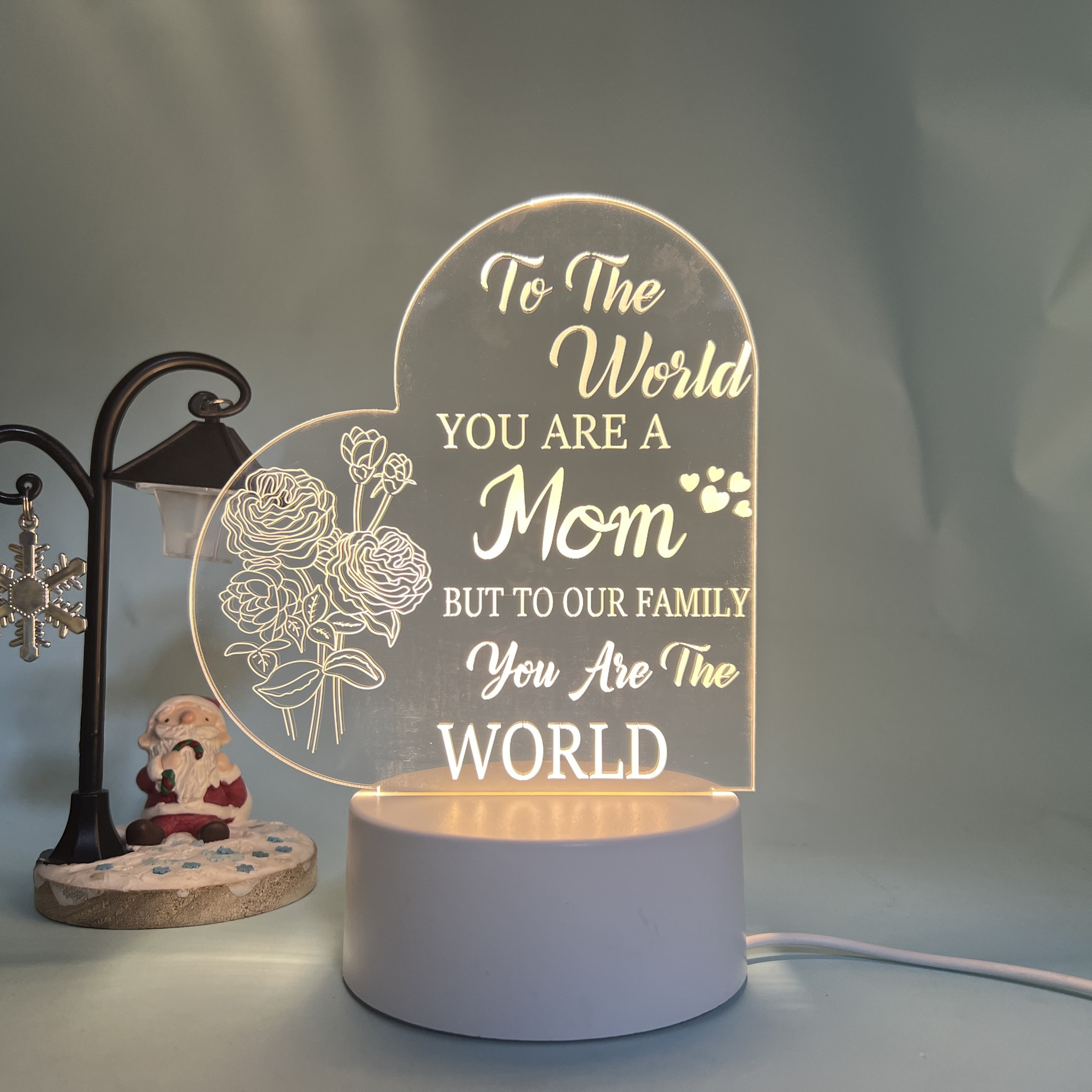 

1pc Mother's Day-themed Night Light, Gifts For Mother's Day, Thanksgiving And Other Holiday, 2 Types: Monochrome And Multicolor