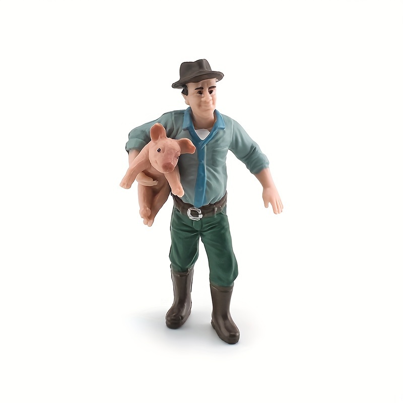 Multiple Optional Realistic Solid Static Character Scene Model Toys, Chicken Feeding Peasant Woman, Plowing Worker, Farm Ranch Figurine Toys