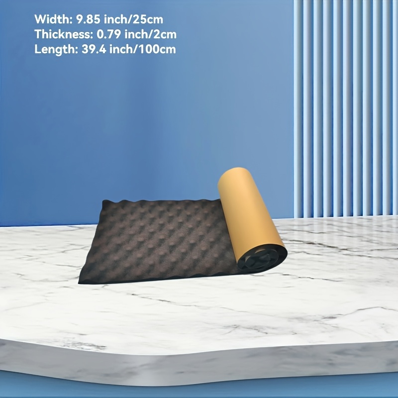 Image of 1 Roll 25.02cm X 2.01cm X 100.08cm, Self- Acoustic Foam, High-density Black Car And Sound Insulation Tape, Surface Noise Reduction Thermal Foam Board, Soundproof Wall Panel