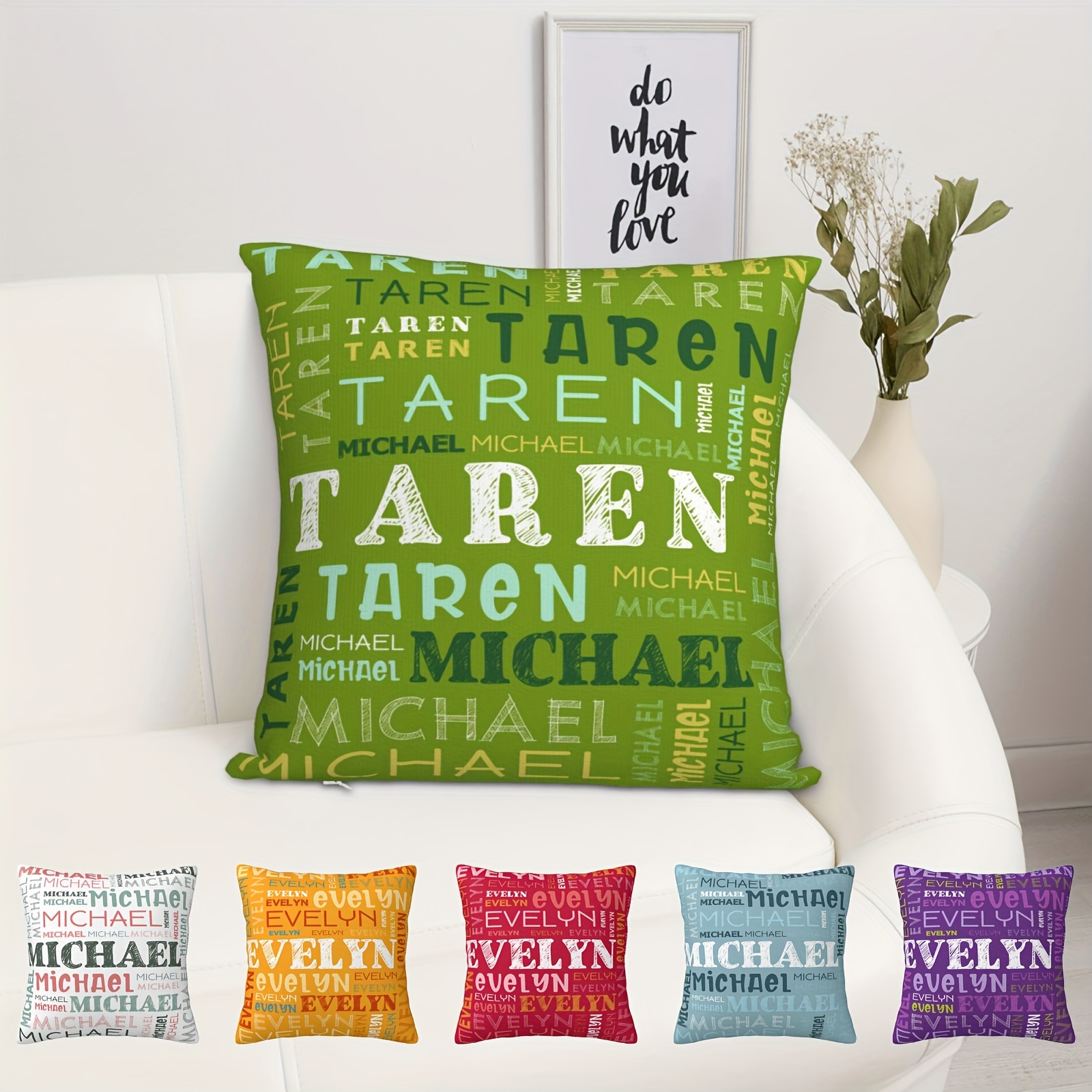 

Personalized Name Pillow Cover - 18\"x18\" (45x45cm) - Customizable For Mom, , Christmas, Birthdays, Housewarming - Solid Pattern, Polyester Material, Square Shape, Knit Fabric, No Power Required