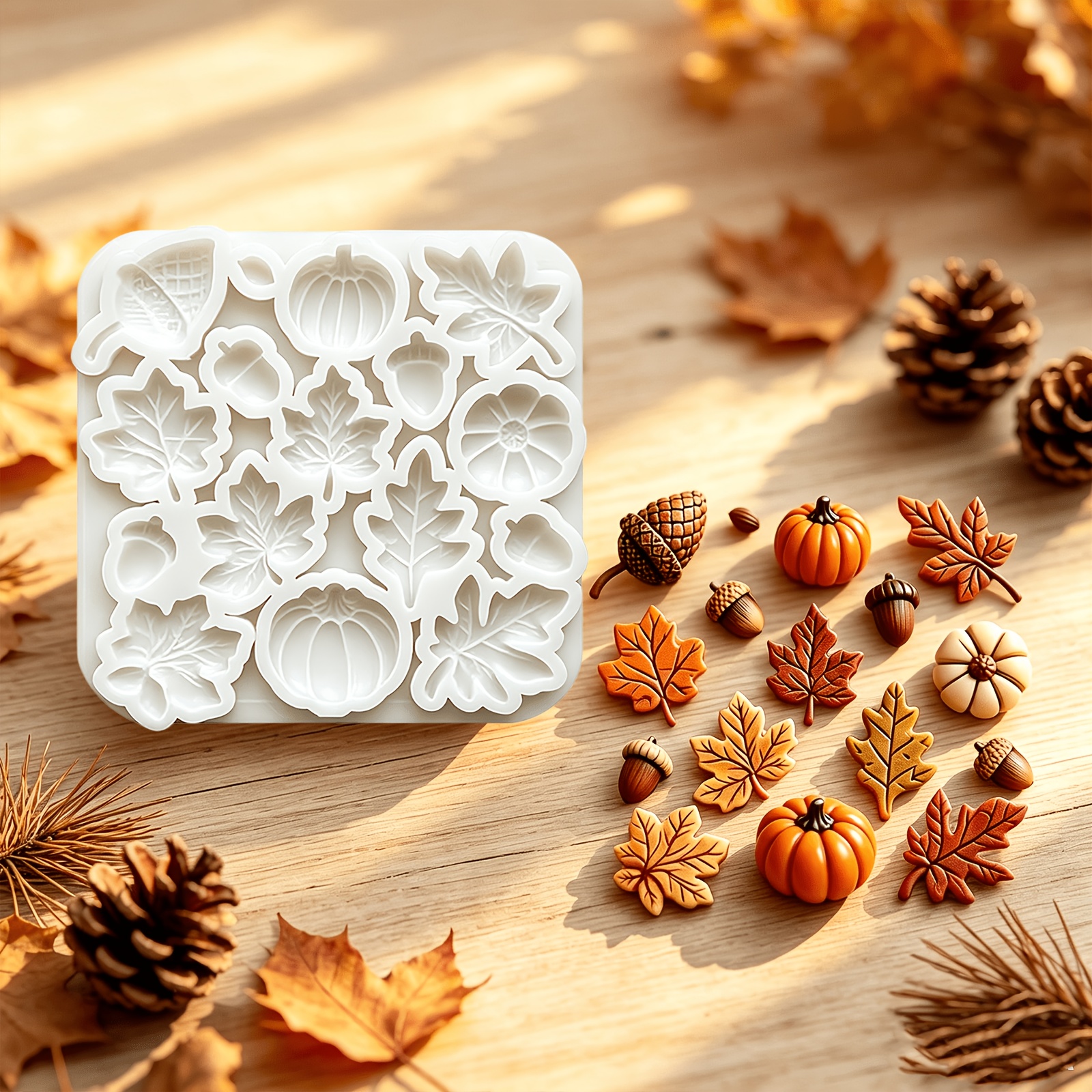 TEMU 1pc -themed Chocolate Fondant Mold, Walnut Pumpkin Maple Leaf Candy Silicone Mold, Paper Cupcake Topping Gummy Candy Jelly Pudding Cookie, Resin