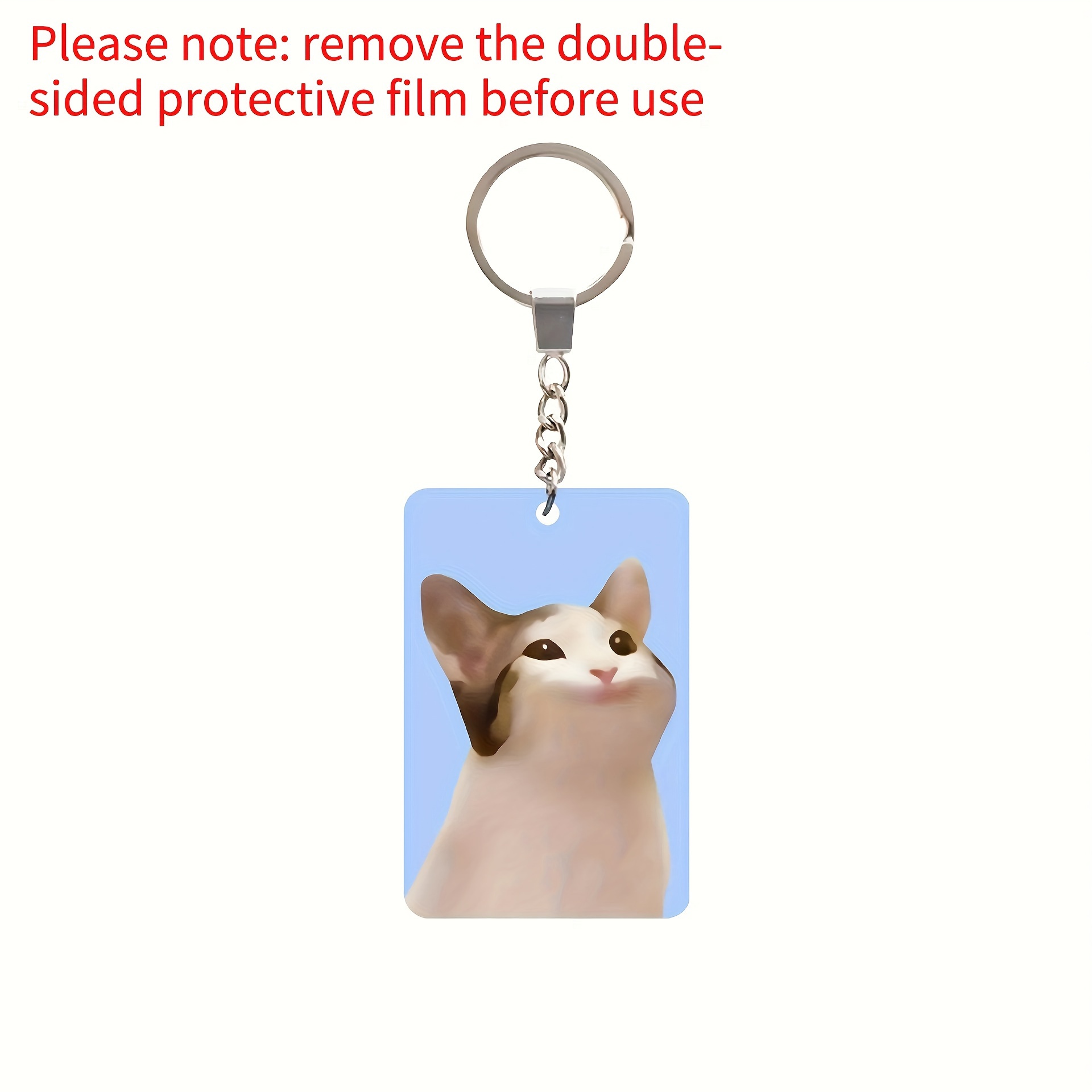 Acrylic Keychain, Dynamic Shake Mouth Cat Cute Cartoon Animal Keyring, Holographic Bag Pendant, Fun Fashion Accessory