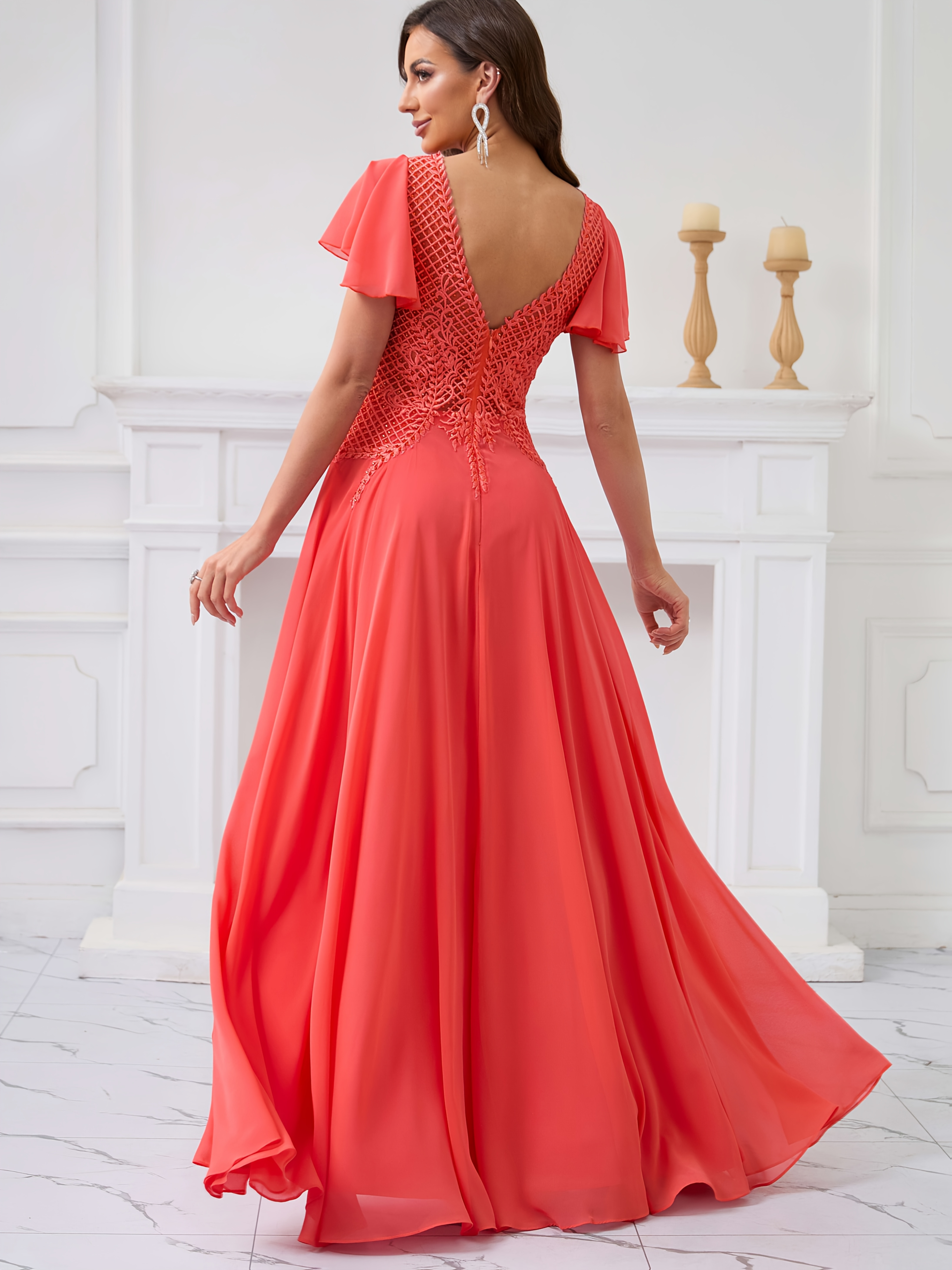 v neck slit long dress women's clothing temu - Temu