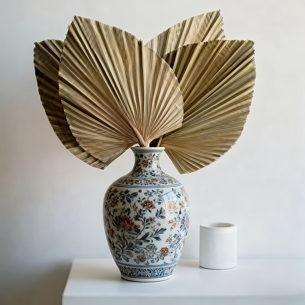 Image of 4/6pcs Artificial Palm Leaf Fans | Suitable For Living Room, Bedroom, Dining Table Decoration And Wedding Banquet Setup, Christmas Decor, Halloween Decor