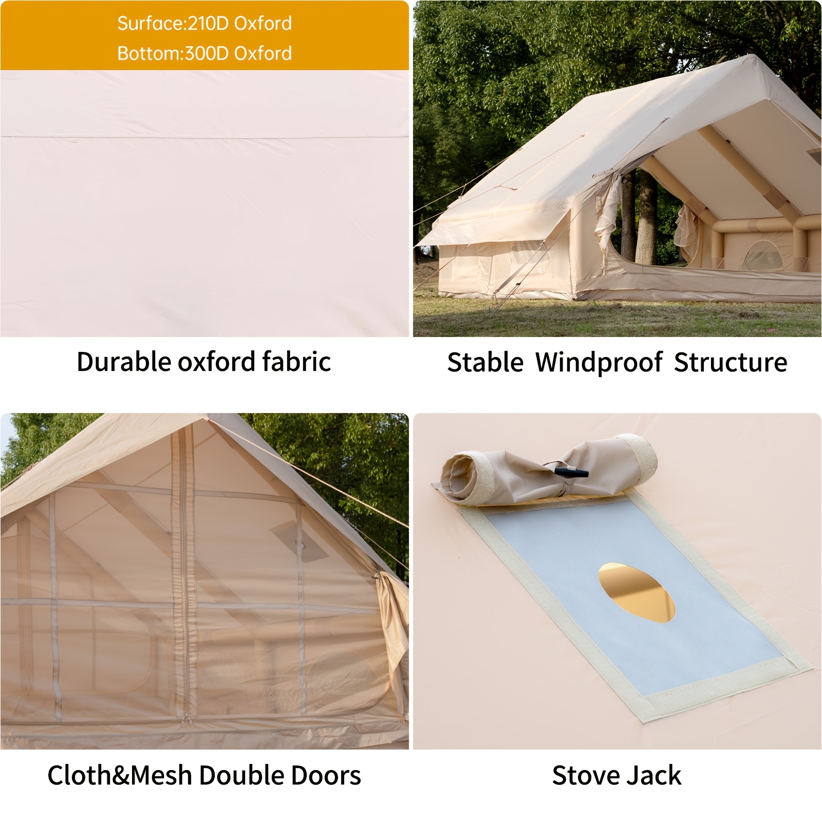 12sq】ベージュ インフレータブル キャンプテント | 6～8人用 4 対応