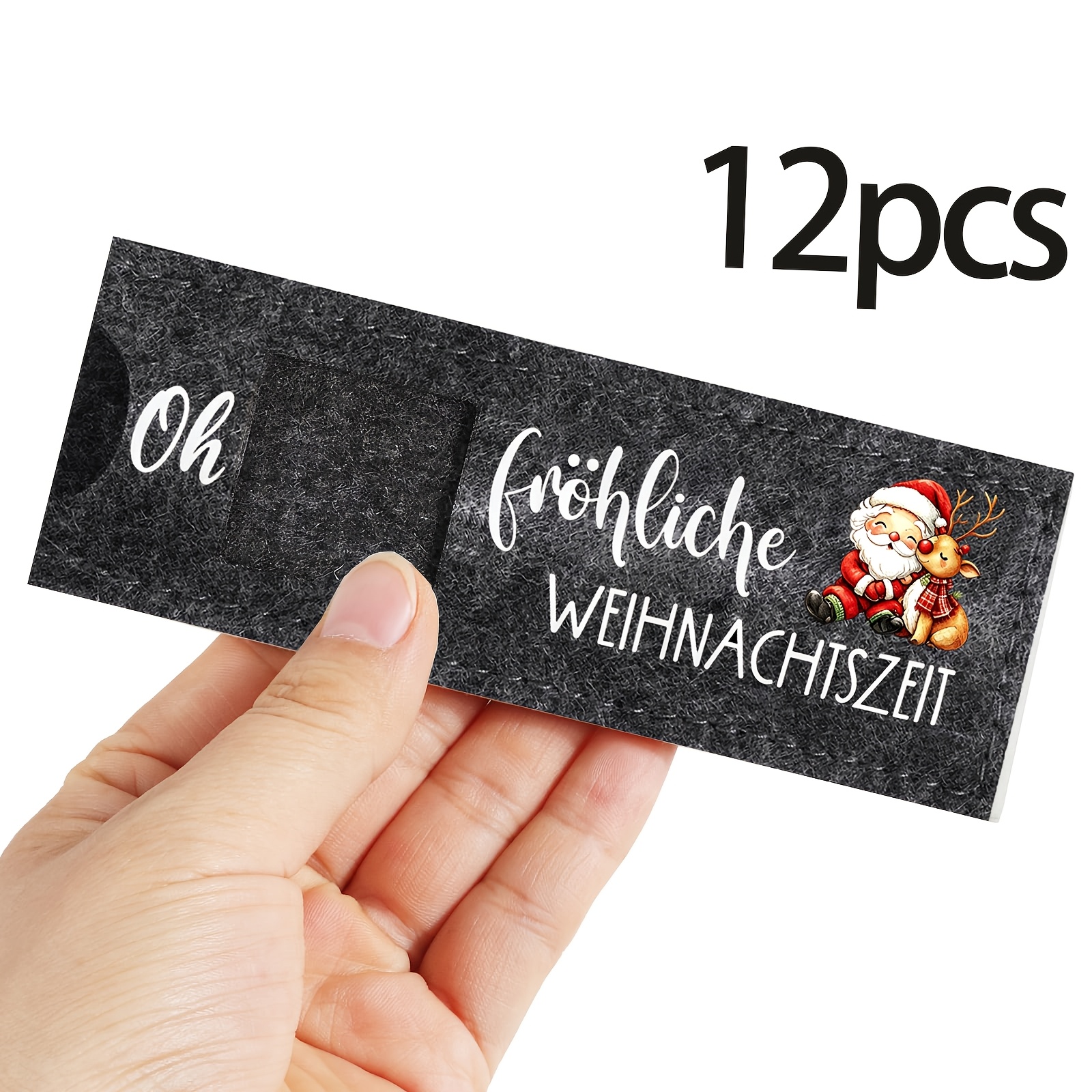 TEMU 12-piece Christmas Felt Gift Boxes, Christmas Favor Boxes, Chocolate Bar Packaging Boxes Printed With The German "oh Du Fröhliche