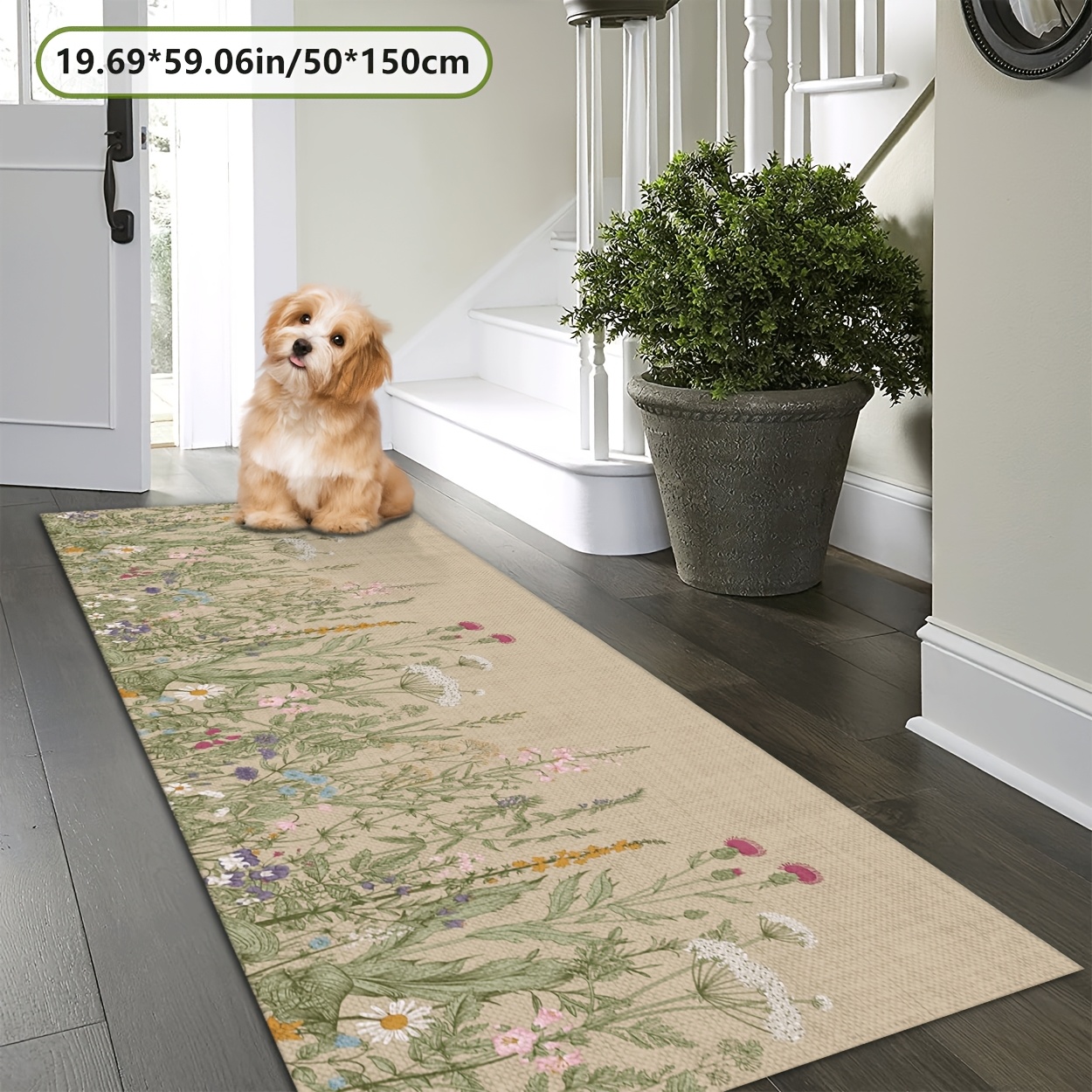 TEMU [golden Diamond Velvet And 800g Per With Pointed Plastic Base] New Long Strip Carpet, Chinese Retro Floral Pattern Home Decor Festive Decoration