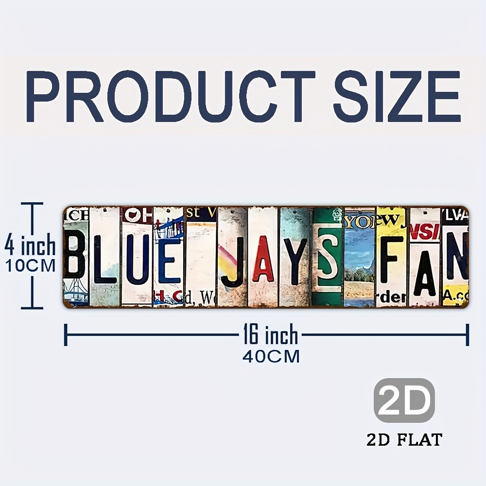 TEMU 2d Flat - 1pc Vintage Metal Sign | 4x16 Jay Themed Design, And Dustproof, 2d Wall Art For Home, Bar, Cafe, Wedding, Birthday Party, Holiday Gift