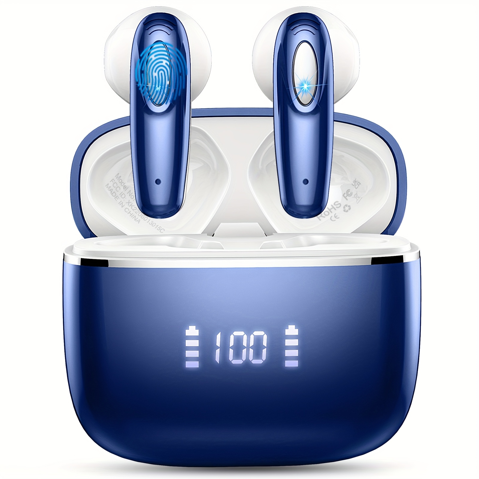 T19 Wireless Earbuds, 4g Ultra Light & , Wireless 5.3, 14.2mm Hifi Stereo With Sbc/aac, 4 Enc Noise Cancelling Mics, 40h Playtime With Led Display, Smart Touch & Pairing, Type-c Fast Charging