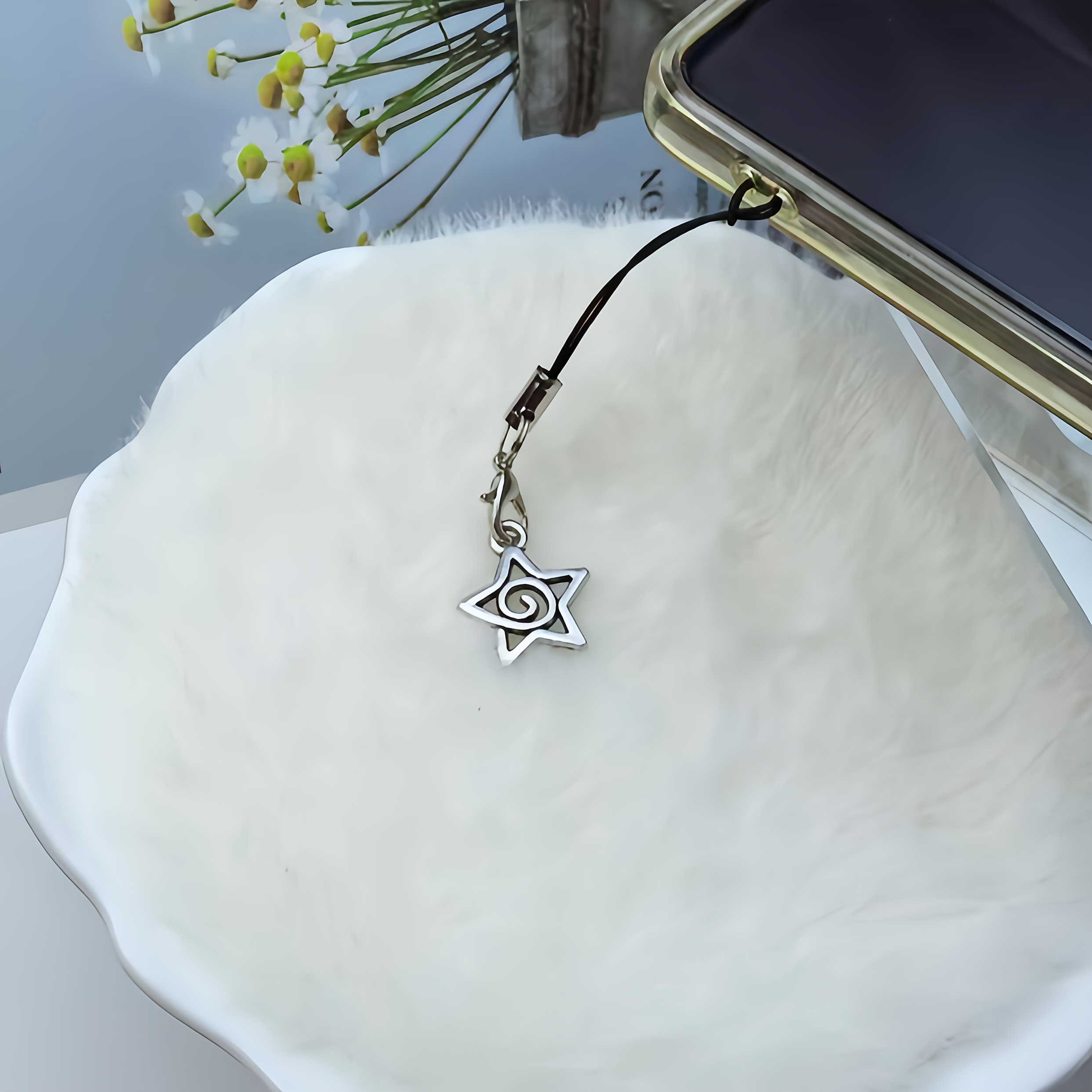 TEMU -shaped Mobile Phone Pendant, Featuring A Easy Hollowed-out Border Design. Fashionable Star-shaped Backpack Accessory. Precise , Durable Pendant