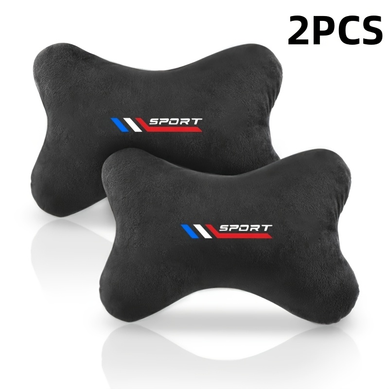 TEMU 2pcs New Combination Car Interior Ornament Set 2pcs Headrest/ 1pc Headrest And 1pc Shoulder Guard, Combined With Sports Elements Style, , Soft